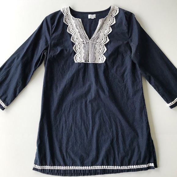 Crown & Ivy Beach Navy Blue Crochet Trim Tunic XS - Picture 4 of 11